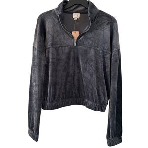 NWT Pink Rose Charcoal Quarter-Zip Pullover